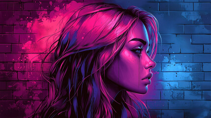 Vibrant Urban Graffiti Mural on Brick Wall with Bold Colors and Intricate Design