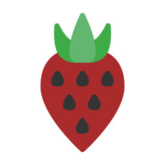 Strawberry Icon in Color Fill. Flat Style