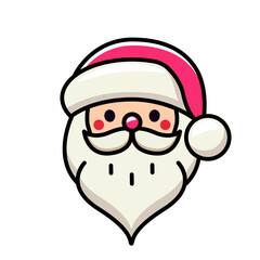 Santa Claus face in a hat. Icon in a linear style isolated on a white background. Vector illustration