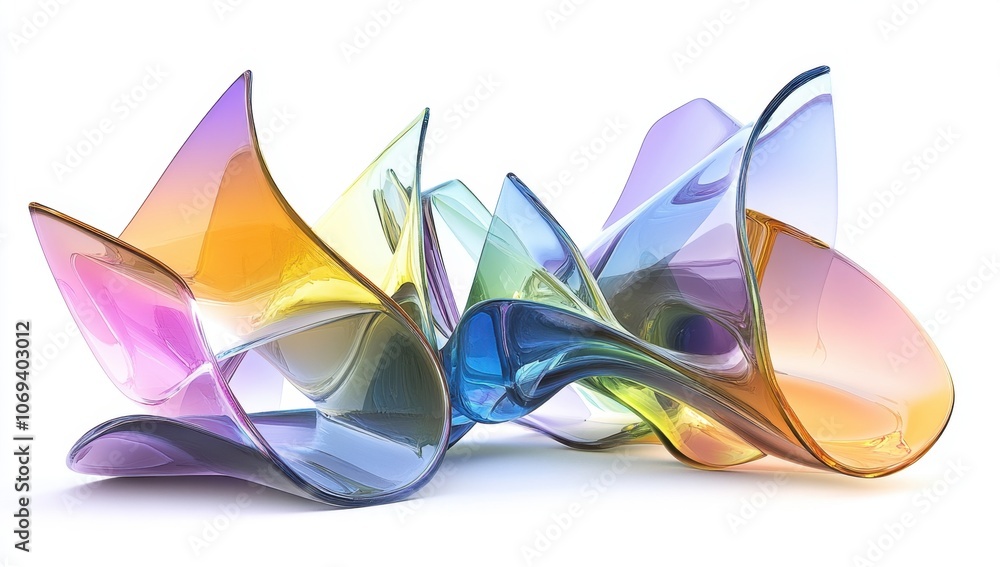 Poster abstract shapes in the form of different parts and components, overlapping with each other, light co
