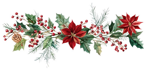 PNG Winter flower garland art illustration watercolor.
