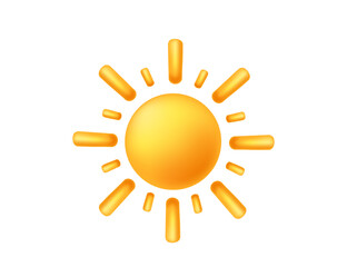 Bright sun icon with rays, perfect for summer themes, weather apps, and warm, sunny projects. Adds a cheerful, vibrant touch to designs. Vector illustration