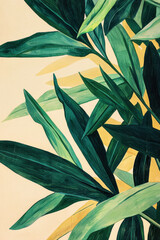 Refreshing Botanical Art: Captivating Green Leaf Design for Nature Inspired Decor
