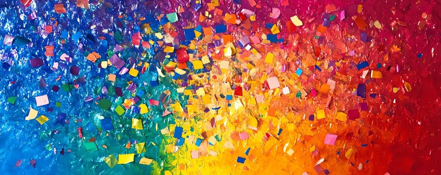 Explosion de confettis arc-en-ciel pour une c&eacute;l&eacute;bration vibrante et festive..