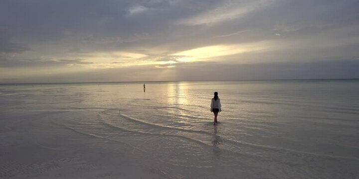 Drone - Holbox beach Mexico, sunset