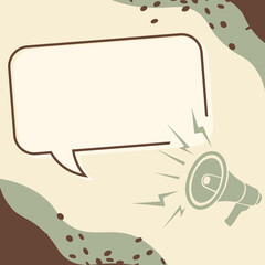 Blank announcement post banner. Vector render for alert and announcing isolate background. Announce promotion, notice announcement post backdrop, banner with blank speech bubble. Vector illustration