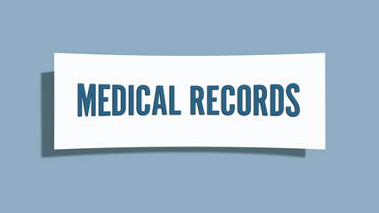 Medical Records. A card isolated on blue background.