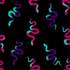 Obraz premium Summer animals seamless snake pattern for wrapping paper and new 2025 year