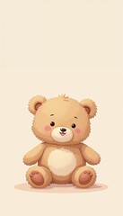 Fototapeta premium Cute teddy bear with a sweet expression sitting on a light background