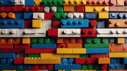 A colorful arrangement of interlocking building blocks.