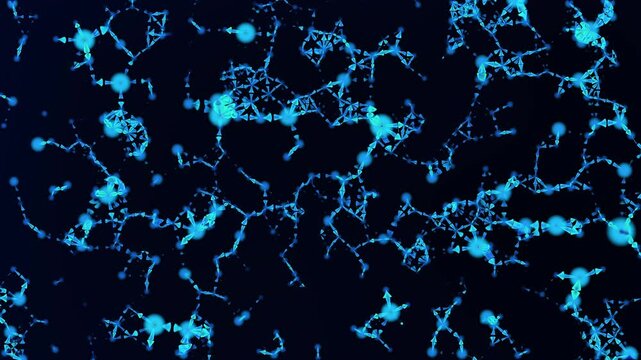 Glowing blue fractal patterns on dark background suitable for abstract backgrounds, digital art, graphic design, technology concepts, and futuristic themes.