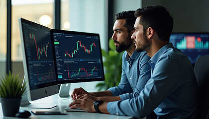 Business Professionals Analyzing Financial Data