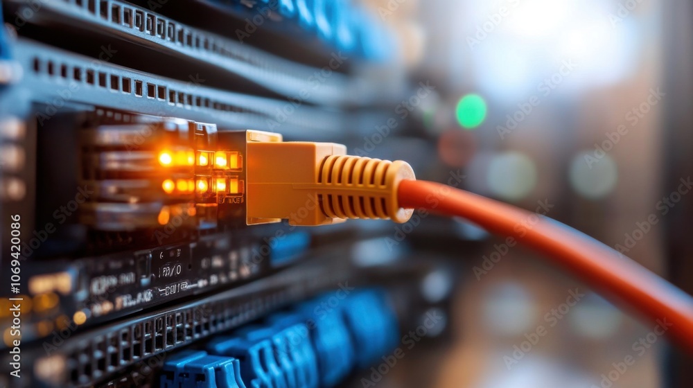 Aufkleber data center network connection and infrastructure