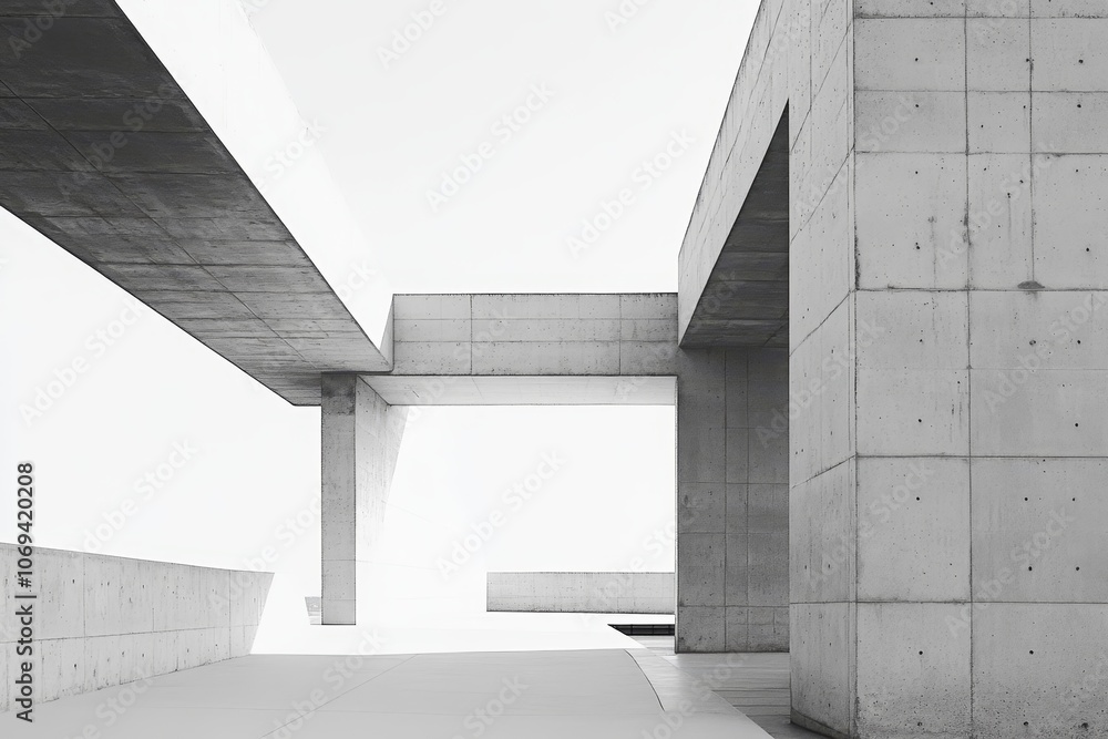Aufkleber minimalist concrete architecture in a modern monochrome setting for a striking visual impact
