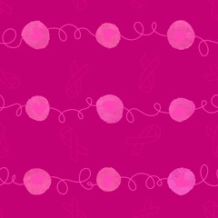Breast cancer month seamless pink ribbon day mammogram pattern