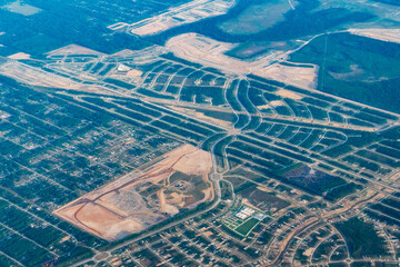 Porter, Texas, USA - Aerial photograph of new home construction and residential planned communities and subdivisions in the greater houston area of east texas 