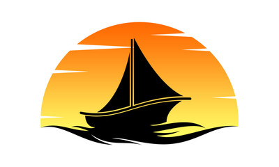 Sailboat and the sunset illustration design vector.