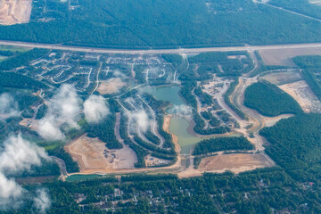 Porter, Texas, USA - Aerial photograph of new home construction and residential planned communities and subdivisions in the greater houston area of east texas 