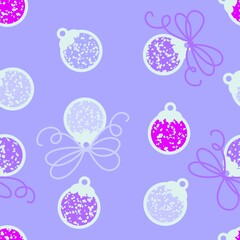 Christmas tree balls seamless winter toys pattern for wrapping paper and fabric