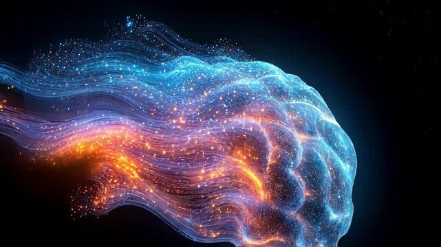 Exploring the vibrant blend of blue and orange light that embodies creativity and thought