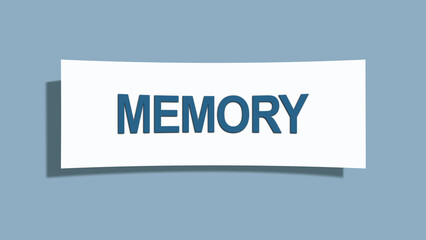 Memory.. A card isolated on blue background.