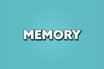 Memory.. A Illustration with white text isolated on light green background.