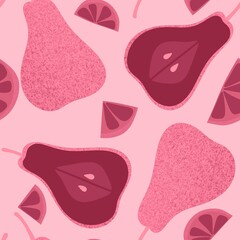 Summer fruit seamless pears pattern for wrapping paper and fabrics