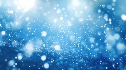 Obraz premium Enchanting winter scene with glittering snowflakes in blue light