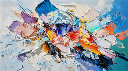 Fototapeta premium Original oil painting on canvas, Abstract art background, , Fragment of artwork, Brushstrokes of paint, Modern art, Contemporary art, Colorful texture, thick paint surface