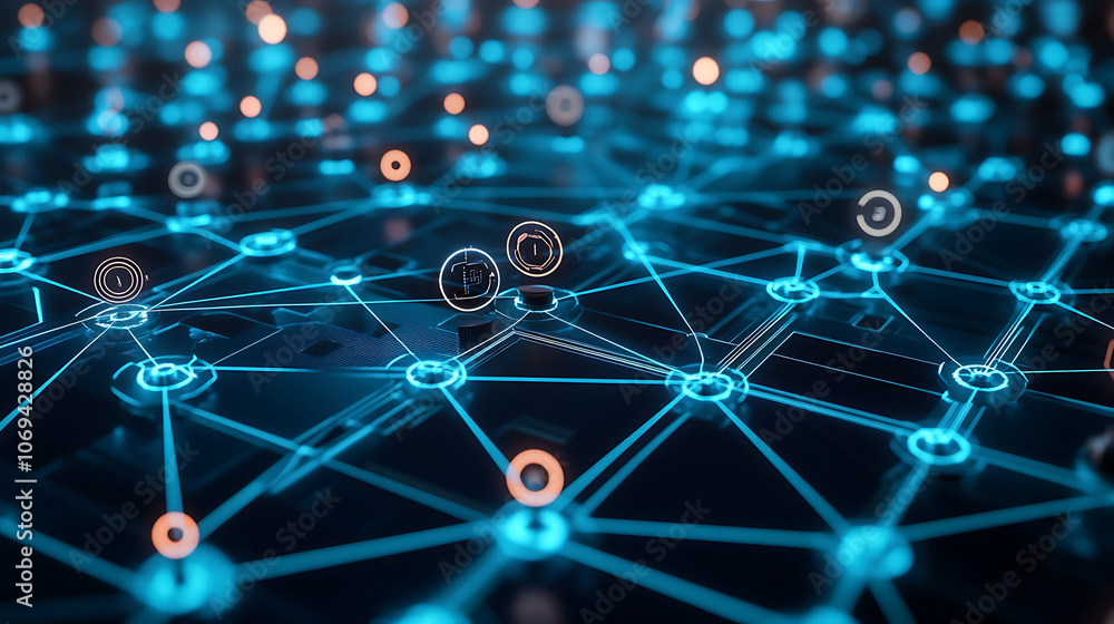 Aufkleber the concept of endpoint security in the field of cyber security, a detailed, blue micro scheme or ci