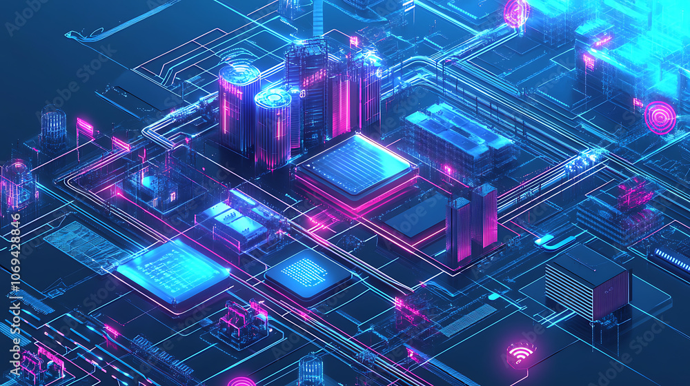 Poster The Internet of Things IoT in manufacturing, Integration of connected devices to optimize production, maintenance, inventory, and other factory operations in the new era of Industry 4,0