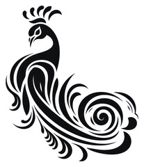 Fototapeta premium PNG Peacock pattern white black.
