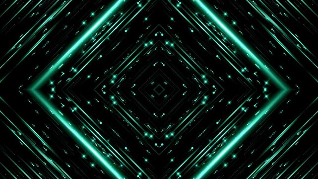 Teal glowing lines creating a symmetrical diamond pattern, ideal for tech backgrounds, futuristic concepts, and abstract design projects.
