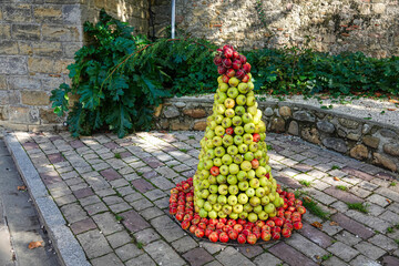 pyramid of apples at the harvest festival