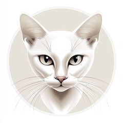 Fototapeta premium Intricate Illustration of a White Cat with Expressive Eyes and Subtle Shadows