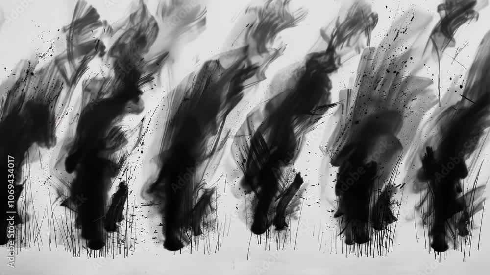 Poster a series of eight abstract charcoal sketches each one exploring a different aspect of the eightfold 