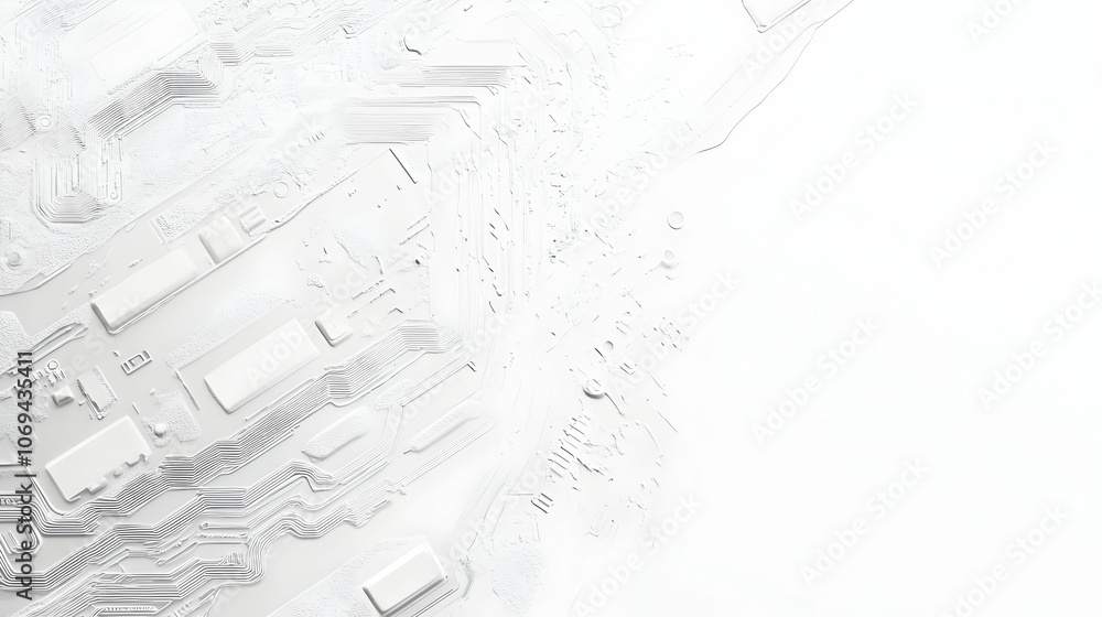 Poster abstract grey circuit line technology pattern on a white background for tech innovation -