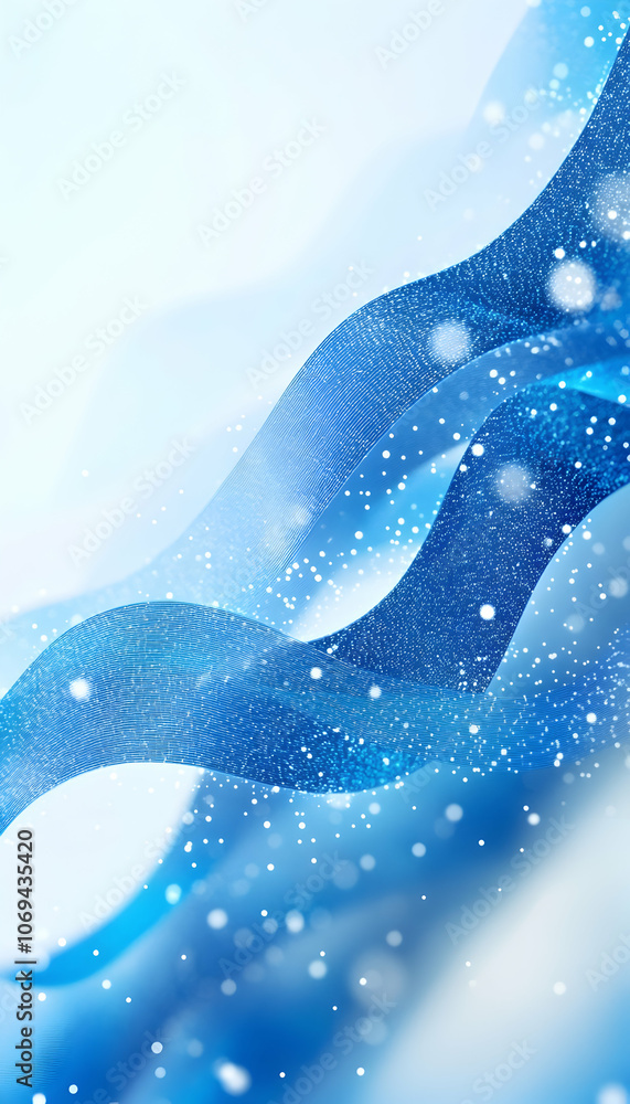 Aufkleber abstract image of blue waves with floating particles for a dynamic tech feel -