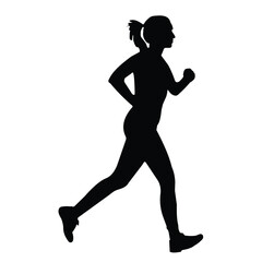 Silhouette of a woman jogging, great for fitness and health themes