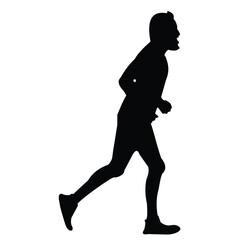 Silhouette of a man jogging, ideal for fitness and wellness concepts