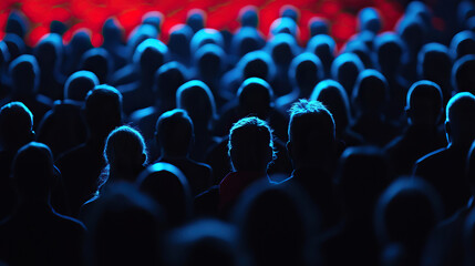 Obraz premium A crowd silhouette captured in dramatic lighting, creating a striking visual effect