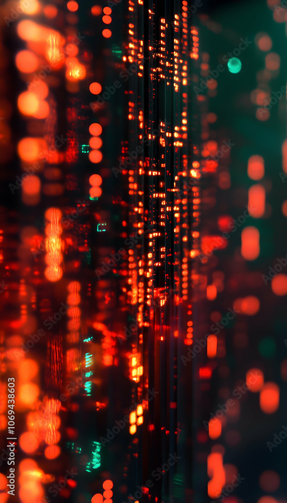 Poster matrix-inspired screen code numbers display -