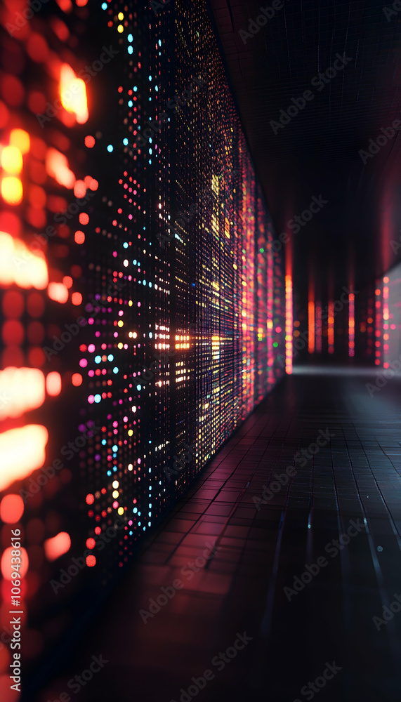 Poster matrix-inspired screen code numbers display -