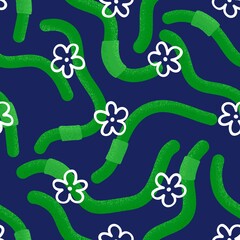 Obraz premium Summer animals seamless warms pattern for wrapping paper and fabrics