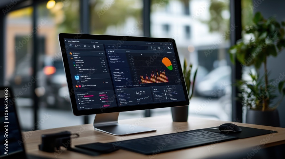 Poster real-time cost management dashboard on computer screen