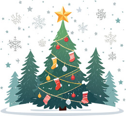 christmas tree with snowflakes