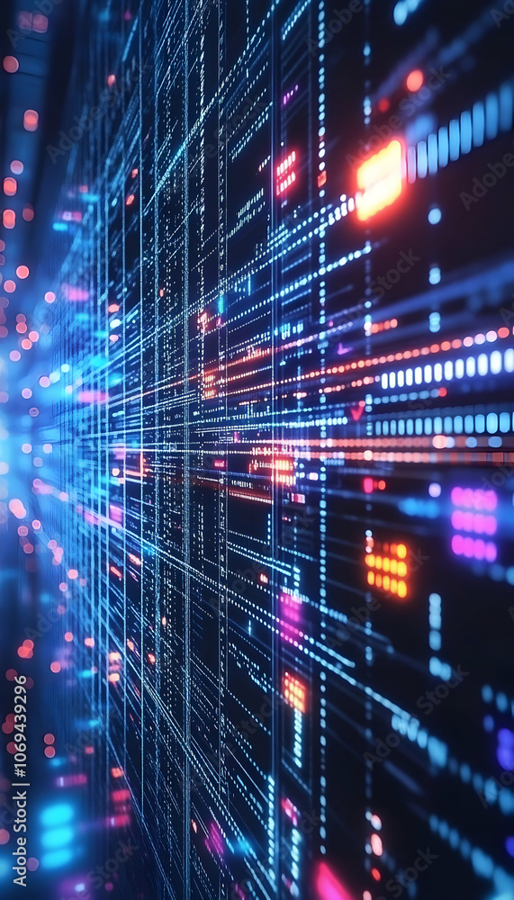 Poster technology and digital data visualization background with futuristic circuit board -