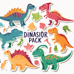 set of dinosaurs cartoon
