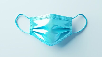 High-resolution close-up of light blue face mask, isolated on white, perfectly centered, advertisement style, clean and crisp presentation