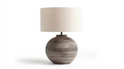Modern Round Table Lamp with Fabric Shade